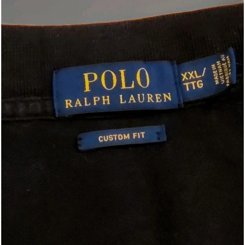 Polo Ralph Lauren Custom Fit Polo Shirt Mens XXL Black Red Pony Short Sleeve